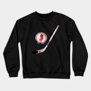 NHL - NJ Silver White Stick Silver White Red Black Puck Crewneck Sweatshirt